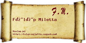 Fülöp Miletta névjegykártya